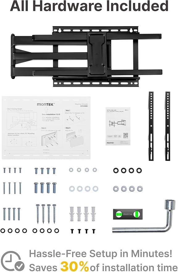 monTEK Long Arm TV Wall Mount for Most 43-80 Inch TVs, 42 Inch Long Extension