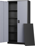 Letaya Metal Garage Storage Cabinets with Lock Door and Adjustable Shelves, Steel Tool Cabinets for Home,Office,Warehouse Organisieren (Black Grey, 72" H)