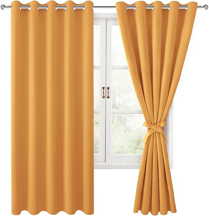 Hiasan Blackout Curtains for Bedroom, 60 x 63 Inches Length