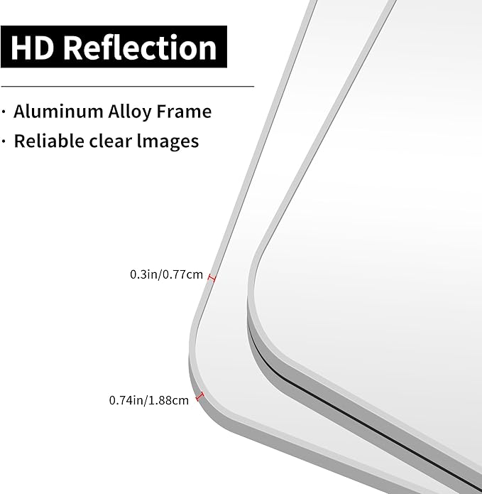 Silver Bathroom Mirror, 30 x 36 Inch Metal Framed Silver Rectangle Mirror