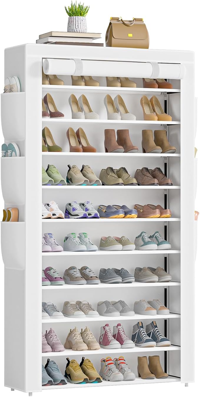 OYREL Shoe Rack 10Tier Large Capacity 50-56Pairs Beautiful Tall Shoe Shelf Free