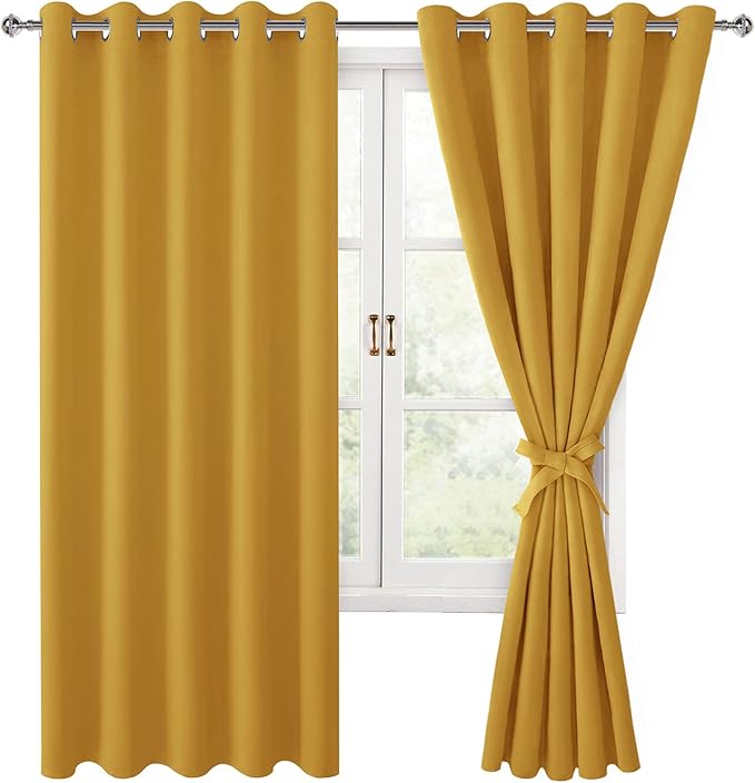 Hiasan Blackout Curtains for Bedroom, 60 x 63 Inches Length