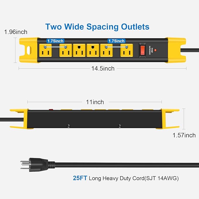 CCCEI Heavy Duty Power Strip Surge Protector