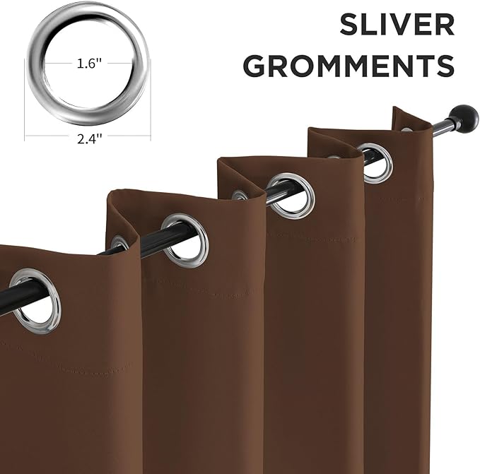 CUCRAF Brown Blackout Curtains 90 inch Length, Thermal Insulated Room Darkening (Set of 2)