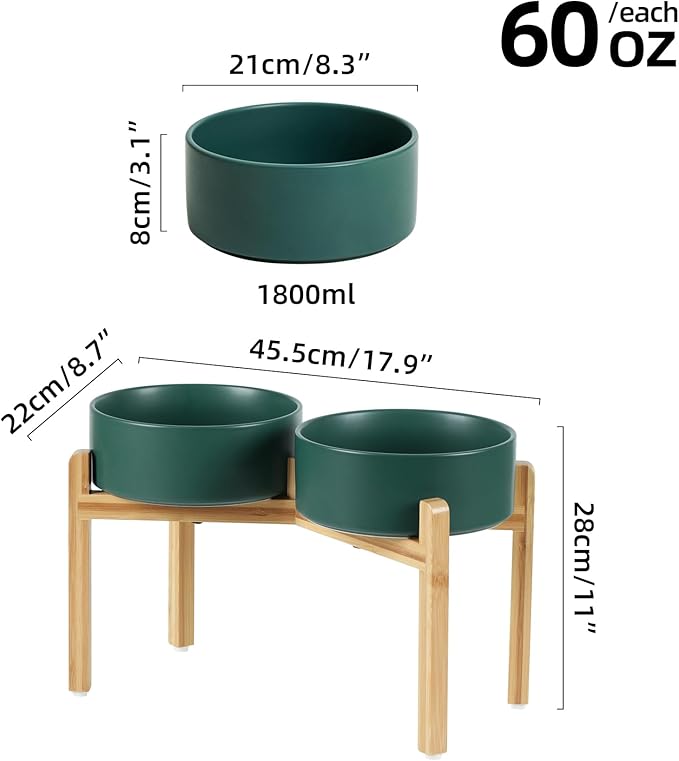 Ceramic Raised Double Bowls Set