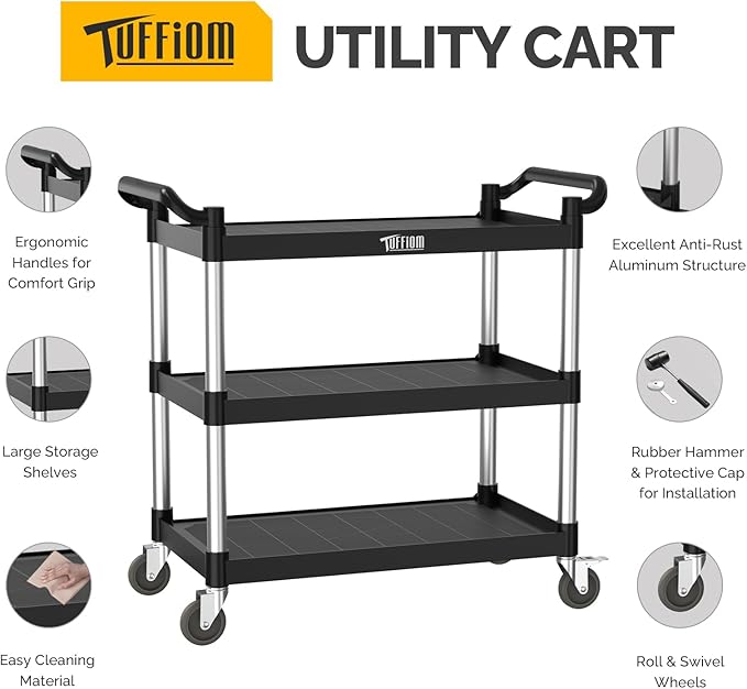 TUFFIOM Plastic Service Utility Cart
