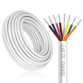 18 Gauge 8 Conductor Electrical Wire, 32.8FT White Stranded Low Voltage 18/8