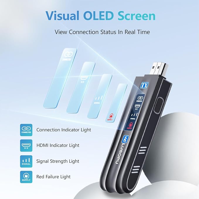 WELUSOPU 2026 Upgraded Wireless HDMI Transmitter and Receiver, HDMI Wireless
