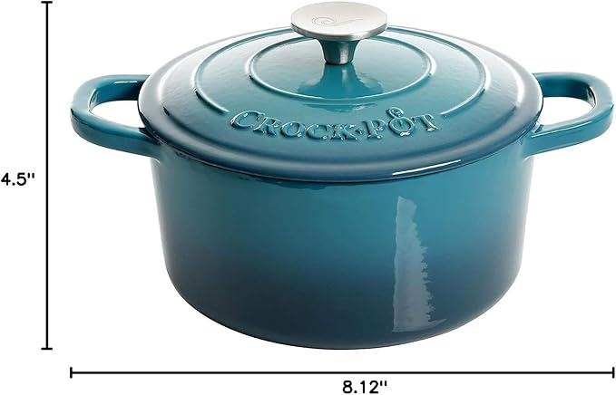 Crock-Pot Artisan 3-Quart Round Enameled Cast Iron Dutch Oven – Gradient Teal