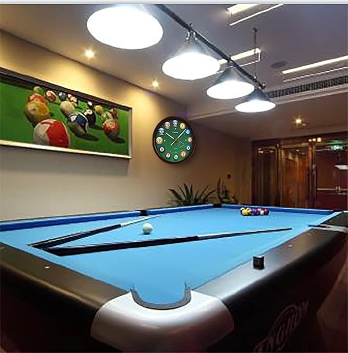 OSTAR Big Large Billiard Pool Ball Wall Clock, Battery Operated, Cue Hand