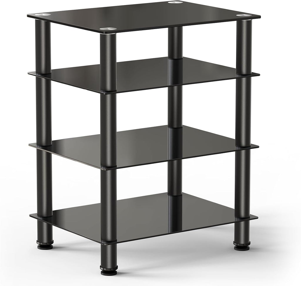 FITUEYES 4-Tier AV Component Media Stand Audio Rack for Storage, Black