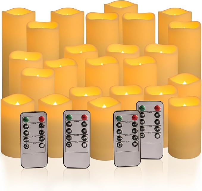 Set of 24 Waterproof Outdoor Flameless Candles, LED Candles