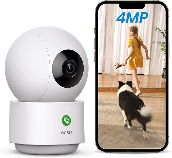 aosu 4MP Security Camera Indoor, 2.5K Baby Monitor Pet Camera 360°