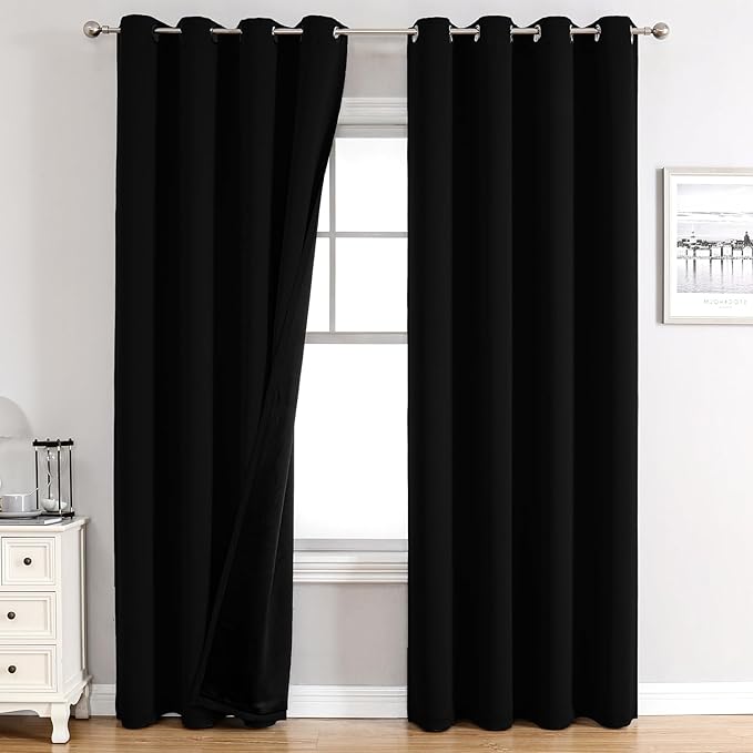 ChrisDowa 100% Blackout Curtains 108 inch Long