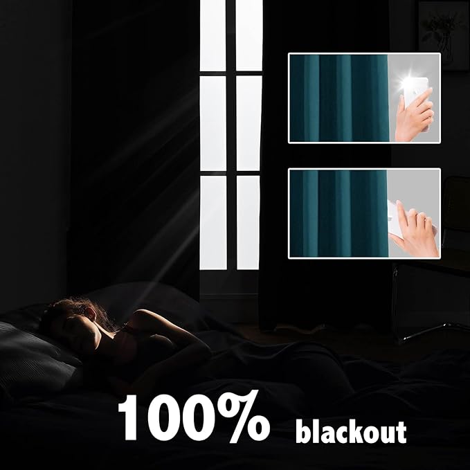 Anytime 100% Blackout Curtain 2 Panels Set, Thermal Insulated Window Drapes