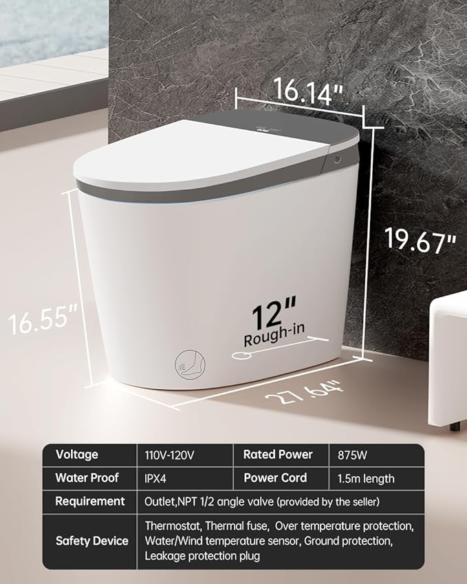 EPLO Smart Toilet Bidet with Auto Open Close, 1000 Gram MaP Flush Score