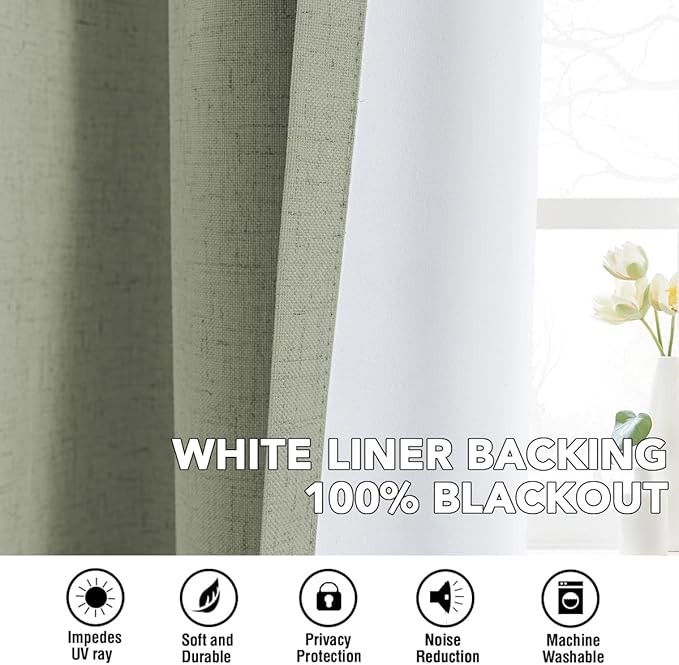 H.VERSAILTEX Linen Curtains 100% Blackout Curtains