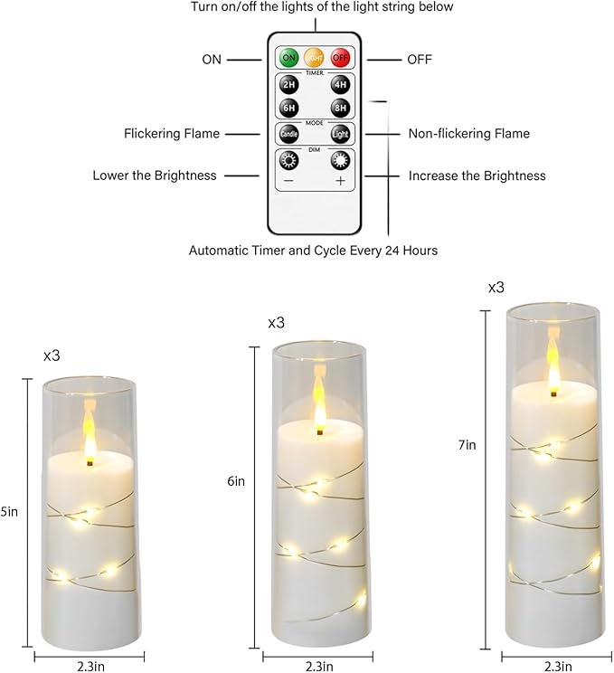 Flameless Candles with Embedded Star String, Suitable (12 Pcs)