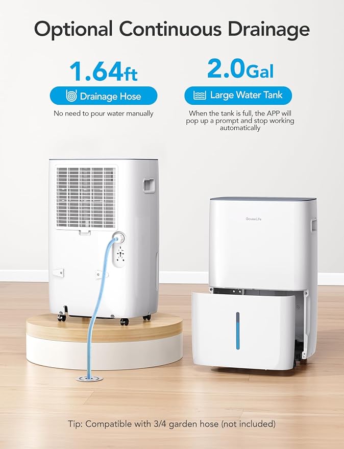 GoveeLife Dehumidifier for Home 4, 500 Sq.Ft, 50 to 137 Pint Smart Auto