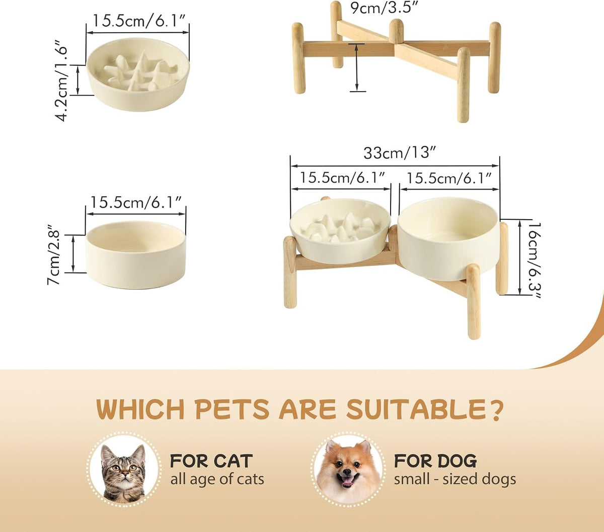 ceramic 0.9 cup raised slow feeder dog bowl, close-up detail