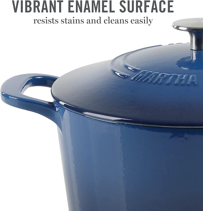 MARTHA STEWART Gatwick 7-Quart Enamel Cast Iron Dutch Oven Pot