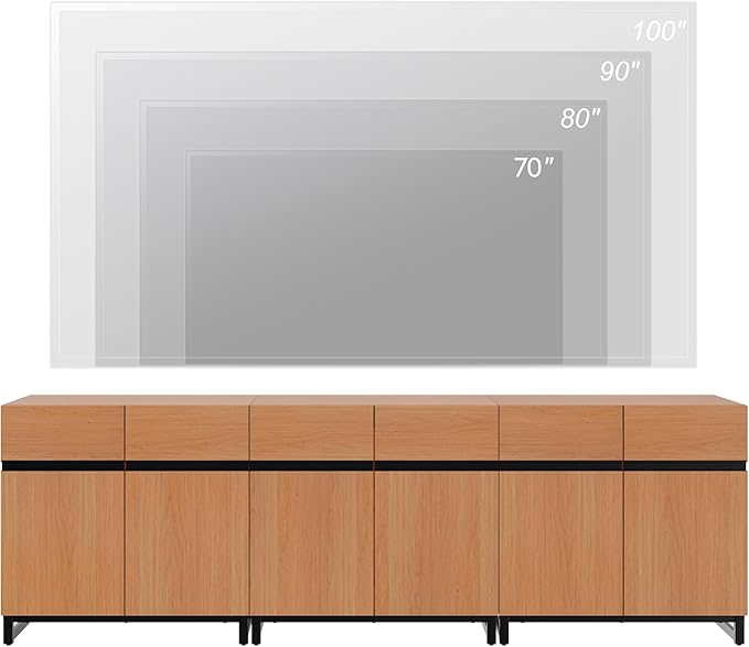WAMPAT Modern TV Stand for TVs up to 110 inch, 3 in 1 Wood Entertainment Center