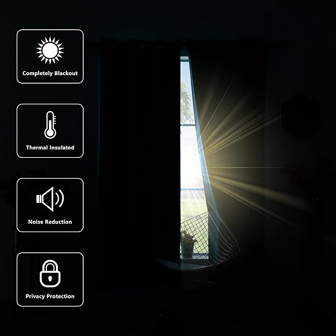KOUFALL 96 Inches Long Curtains 2 Panel Set, Elegant Blackout Thermal Room