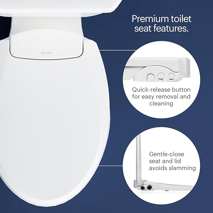 Brondell Swash Bidet Toilet Seat, Non-Electric, Dual Temperature, Fits Round