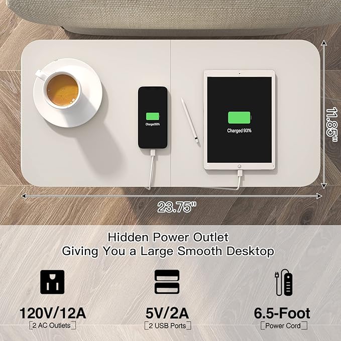 LIDYUK End Table with Charging Station, Nightstands Set of 2