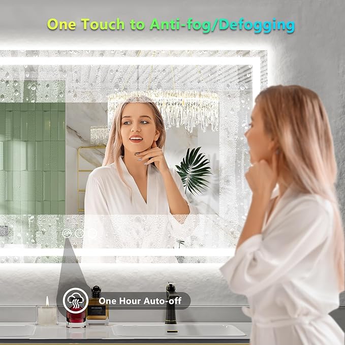 YEELAIT 66x36 Inch RGB LED Bathroom Mirror Front Light and RGB Backlit Lighted