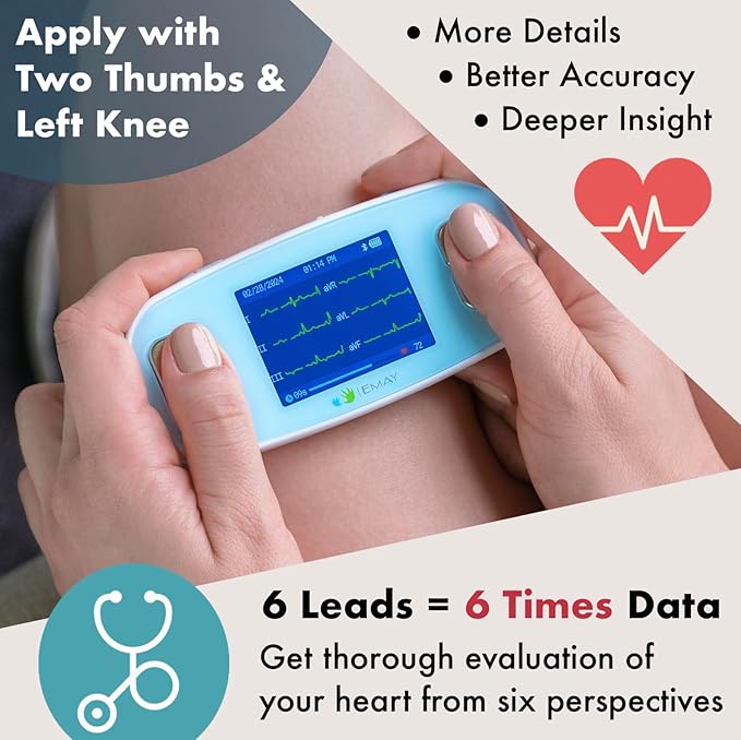 EMAY 6L Portable ECG Monitor | Record ECG and Heart Rate in 6 Channels |