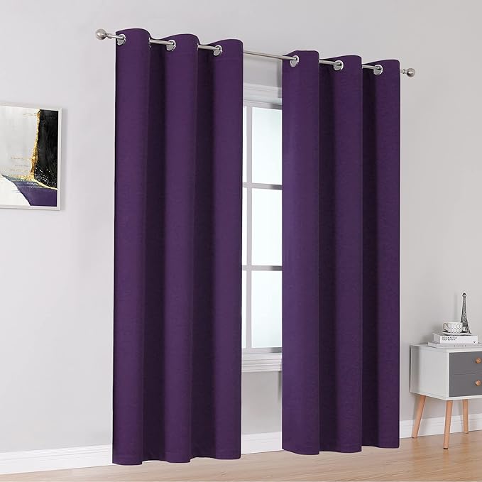 DUALIFE Dark Purple Blackout Curtain