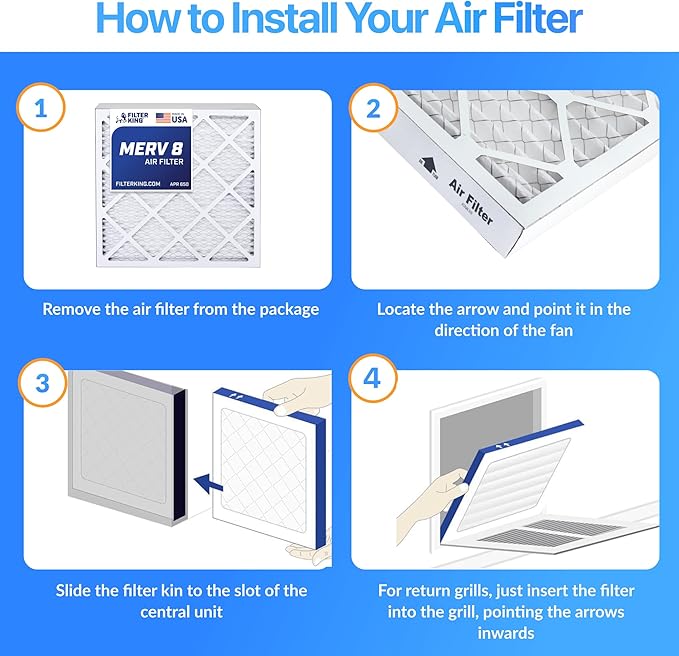 Filter King 39.5x25.5x1 Air Filter | 4-PACK | MERV 8 HVAC Pleated A/C Furnace