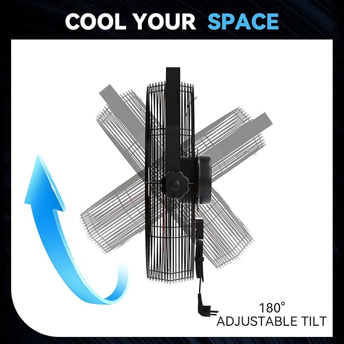 Fanqiebros 4580 CFM 18 inch High Velocity Wall Mounted Fan, 3-Speed Metal Fan