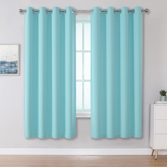 DUALIFE Aqua Curtains for Living Room Bedroom Light Blocking Window Curtains