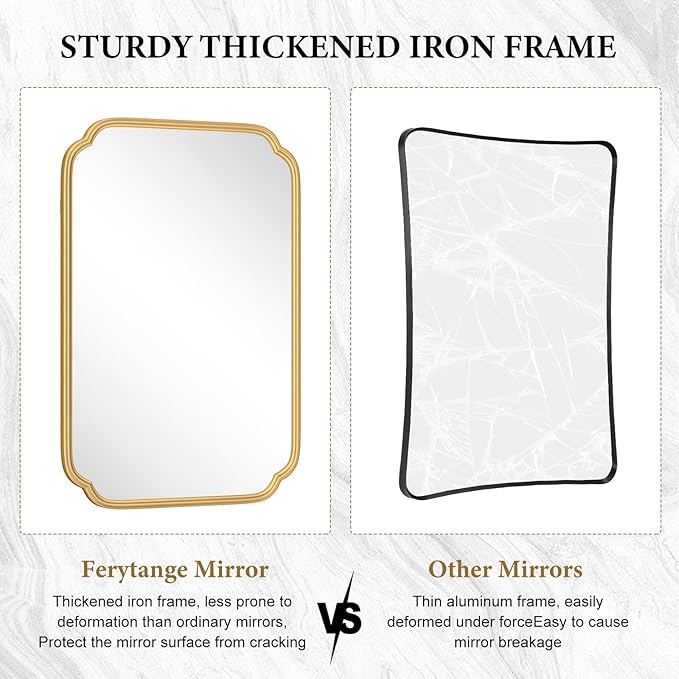 Gold Wall Mirror 48 x 24 Inch Bathroom Vanity Mirror