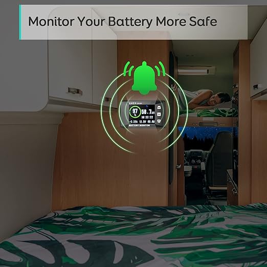 LNEX 500A Shunt Battery Monitor, 2.4" Color Screen RV Monitor