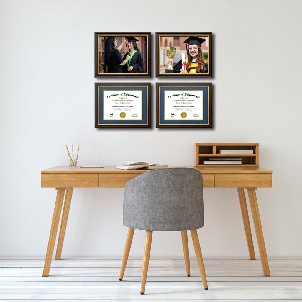 diploma frames 8.5x11 with mat or 11x14 without showing dimensions