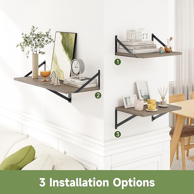 Heimlove 12 Inch Deep Floating Shelves (Set of 4)