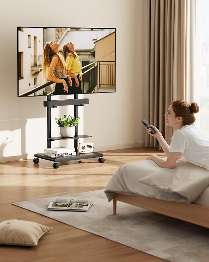 ECOTINY Steel Base Rolling TV Stand
