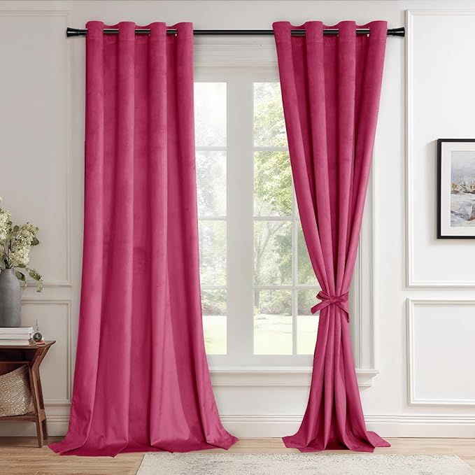 JIUZHEN Velvet Curtains 96 inches Blackout Curtains