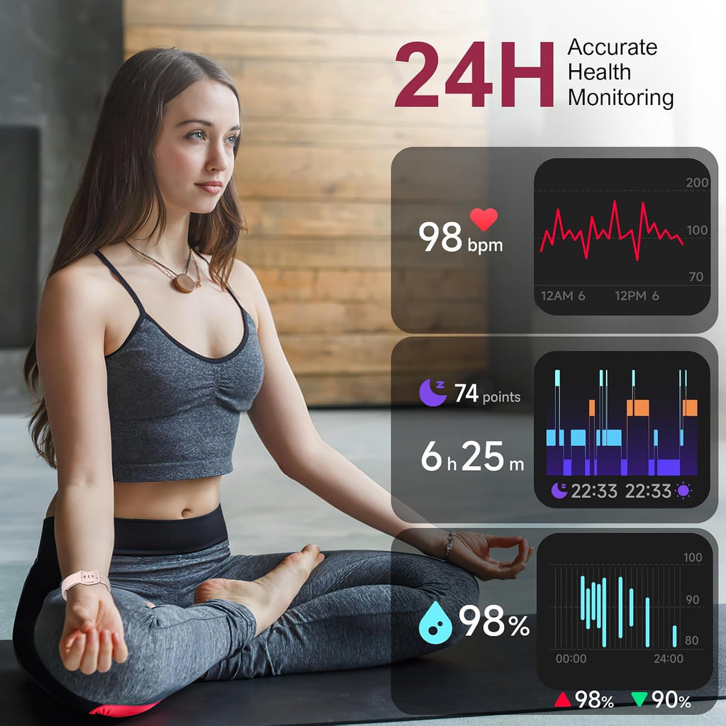 fitness tracker,smart watch with 24/7 heart rate blood showing dimensions
