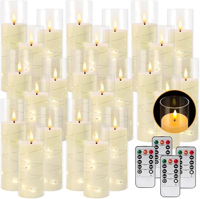 24 Pack Christmas Decoration Flickering Flameless Candles, Battery Operated