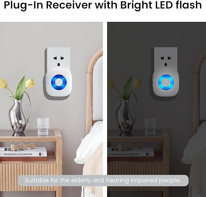Wireless Doorbell with 3 Receivers 2 Buttons, PHYSEN Waterproof Door Bell Kits
