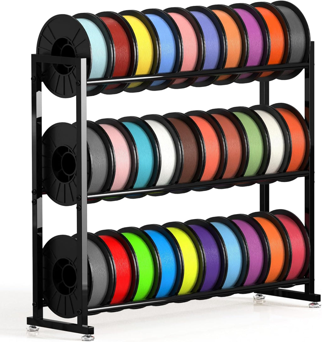3-Tier 3D Filament Storage Rack - Heavy Duty Metal Spool Shelf for 30 Rolls