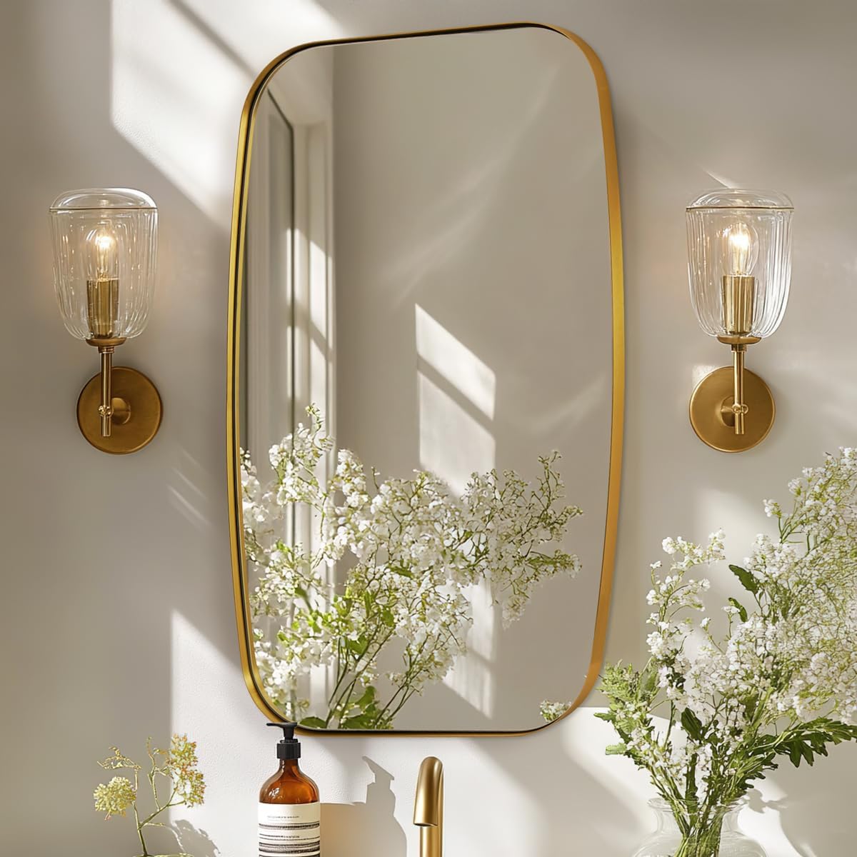 ANDY STAR Oval Mirrors for Bathroom, 20x28 Gold Bathroom Vanity Mirror with Metal Frame, Brass Oblong Mirror for Over Sink, Modern Anti Rust Wall Mounted