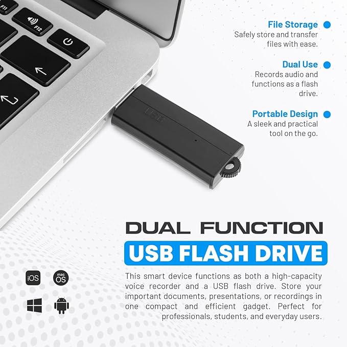 USB Audio Note Device 288-Hour Storage | Hands-Free Audio Capture | Extended