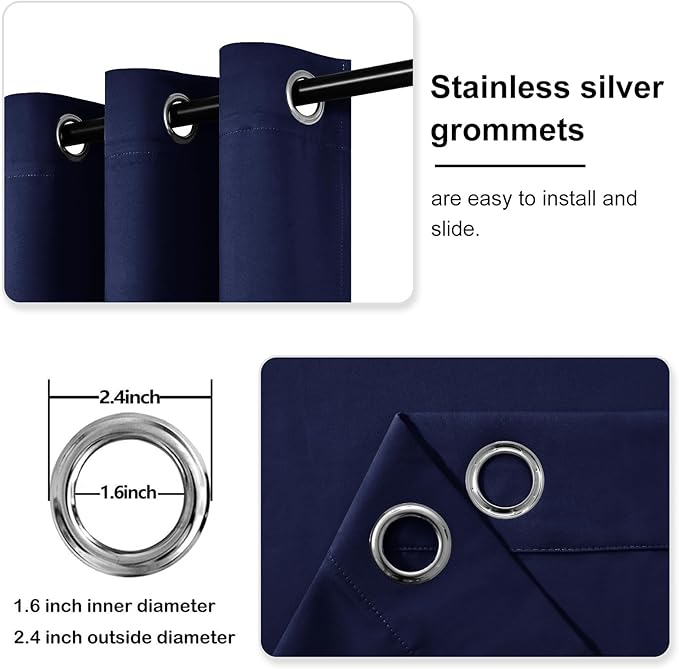 DWCN Blackout Curtains 63 Inch Length, Room Drakening Drapes