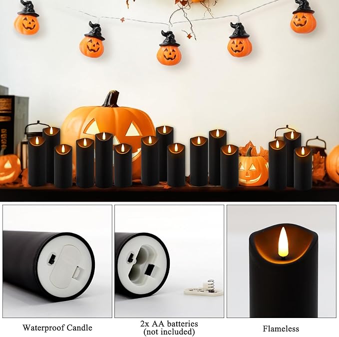 24 Pack Halloween Decoration Flickering Flameless Candles, Battery Operated LED