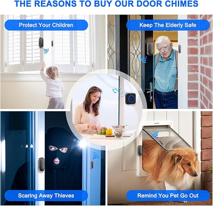 SanJie Wireless Door Chime for Business When Entering Door Entry Chime Door Bell